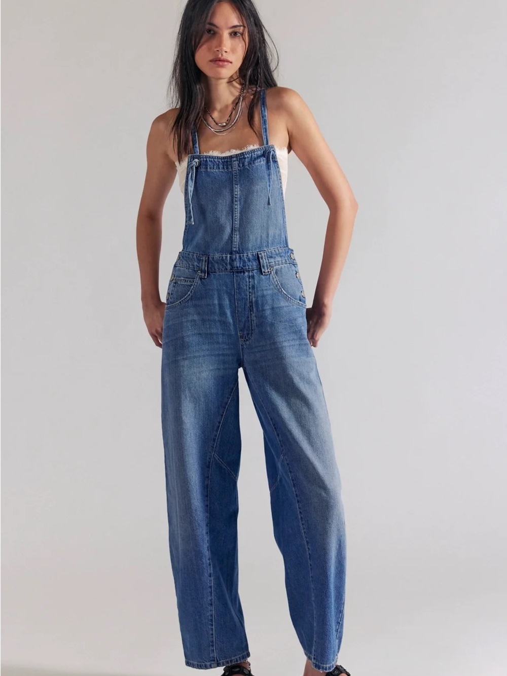 Free People Rowen slim arc overalls